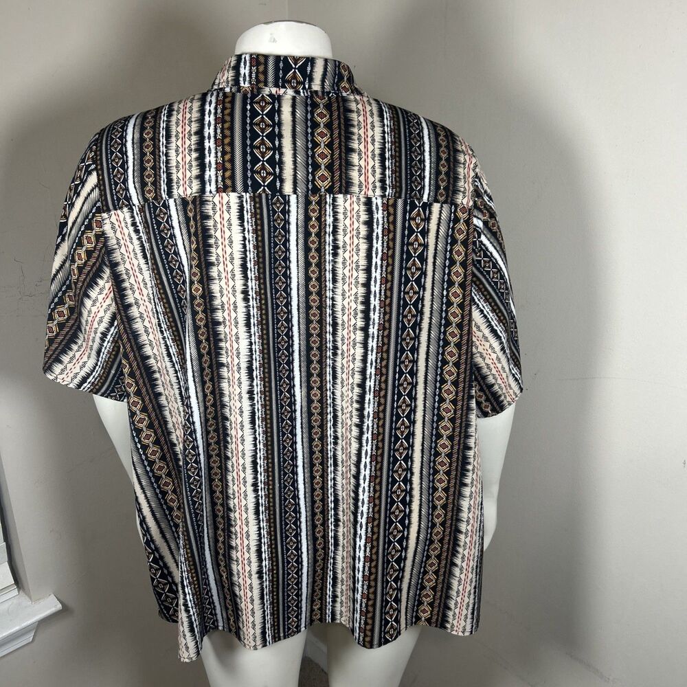 Catherines Button Front Top 3X Aztec Stripe Boho Resort Casual Festival Vacation - Picture 6 of 9